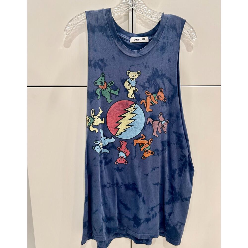 Daydreamer Grateful Dead Muscle Tank Top M Free People Blue Tie Dye Bears